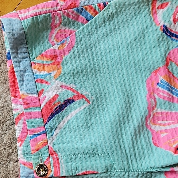 Lilly Pulitzer Addie Shorts Ocean Theme Blue Mint Green Colorful Cotton Sz 6 - Picture 3 of 7